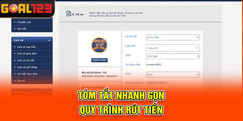 Tóm tắt nhanh gọn  quy trình rút tiền